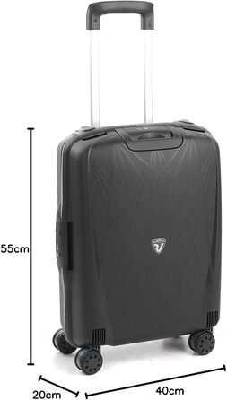 Валіза Roncato Light 55 см, 41 л, чорна, легка пластикова дорожня валіза