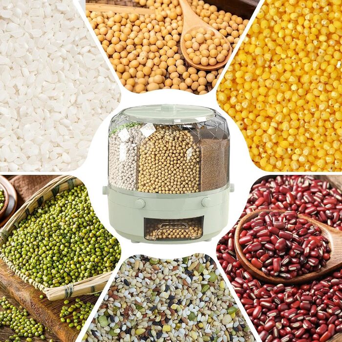 Лоток-диспенсер для зберігання продуктів, герметичний, обертовий контейнер для круп, мюслі, рису, кухня