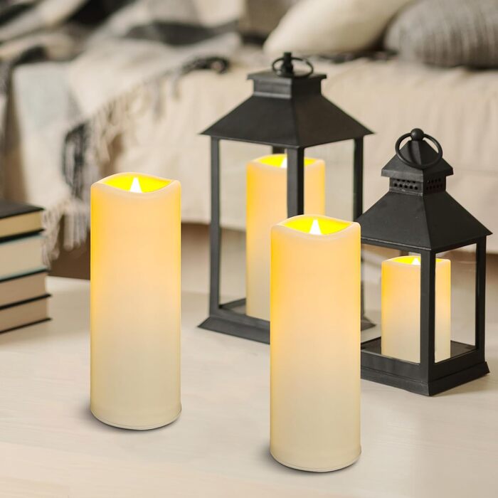 Світлодіодні безпечні свічки Candlesee, набір з 9 шт., водонепроникні, на батарейках, з ефектом мерехтіння та таймером, з пультом ДУ для балконів, ліхтарів, дому, весільного декору