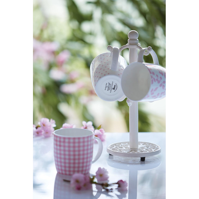 Підставка для чашок KitchenCraft, чавунна, біла, на 6 чашок, 30x13x13 см