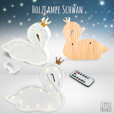 Дитячий нічник з соснового дерева Swan – диміруємий, з таймером, тепле світло, лампа для дитячої кімнати, декор та нічне світло для дітей