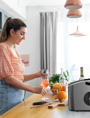 Льодогенератор KitchenBrothers компактний, подрібнювач льоду, машина для кубиків льоду, автоматичний айс-мейкер для кухні