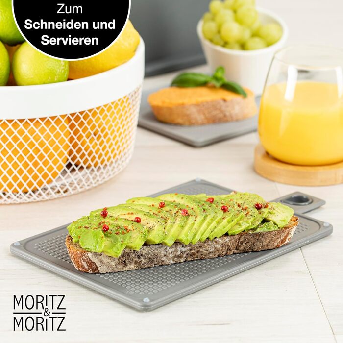 Набір кухонних дощок Moritz & Moritz 4 шт. 20,5×14,5 см, нековзні, з ручками для безпечного нарізання продуктів
