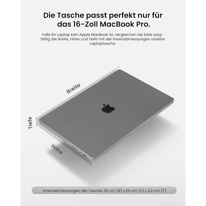 tomtoc 360° Захисний чохол для ноутбука 16'' MacBook Pro M4/M3/M2/M1 Pro/Max (2019-2024), сумка для ноутбука, сумісна з ASUS Vivobook 15/16, Dell Inspiron 15