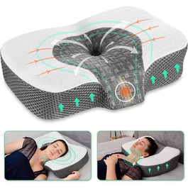 Ортопедична подушка Elviros з піни Memory Foam для сну, ергономічна подушка для шиї, проти хропіння, для бокового та черевного сну, біла