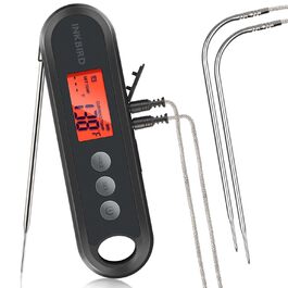 Цифровий кулінарний термометр Inkbird IHT-2XP, USB-зарядка, водостійкий IPX5, з LCD-дисплеєм та 2 зовнішніми зондами для м'яса, гриля, кухні та BBQ
