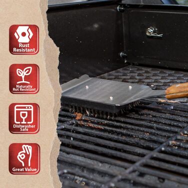 Безщетинна щітка та скребок для гриля BBQ-AID, 45,7 см, з нержавіючої сталі, безпечна щітка для очищення гриля, аксесуари для барбекю на вулиці
