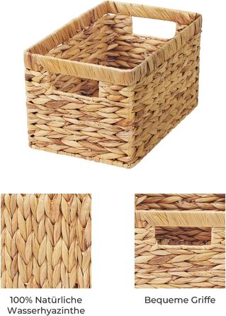 Набір з 2 плетених кошиків StorageWorks із водного гарбуза 33x21x18 см, прямокутні кошики для зберігання з подвійною ручкою, органайзер для подарунків, полиць і дому