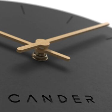 Стіна година Cander Berlin MNU 2630 S, 30 см, безшумна, аналогова, чорна, вінтаж, дерев'яні стрілки, для вітальні, сучасний дизайн
