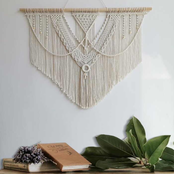 Великий макраме килим на стіну Boho 110x82 см, ручна робота для спальні, балкона, настінний декор, подарунок для жінок
