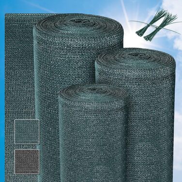 Сонцезахисна сітка Sol Royal 25x1,5 м, 165 г/м², щільна, з UV-захистом, зеленого кольору, HDPE, для саду, паркану, теплиці, з кабельними стяжками