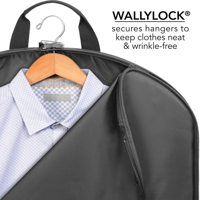 Дорожній костюмний чохол WallyBags 114,3 см, делюкс, з двома додатковими кишенями, чорний, підвищена місткість