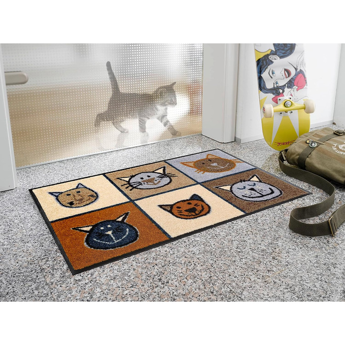Килимок для підлоги wash+dry Miau Miau 50x75 см, для внутрішнього та зовнішнього використання, машинне прання