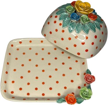 Масляниця з кришкою, керамічна, 250 г, кольорова, можна мити в посудомийній машині