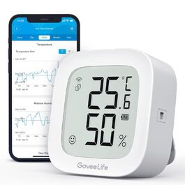 Цифровий термогігрометр GoveeLife WLAN для дому, з додатком, вимірювач температури та вологості, дистанційне керування, зберігання даних, для спальні та винного погребу