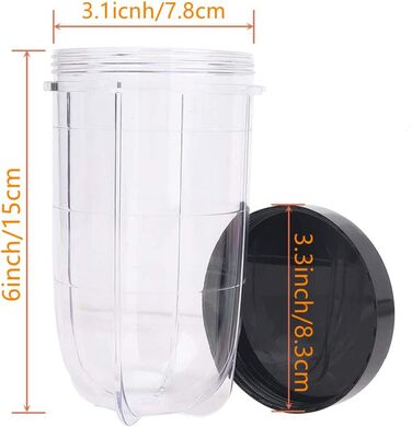 Набір із 3-х чаш для блендера Magic Bullet 250 Вт, 473 мл, із кришками, сумісні з Magic Bullet 250 Вт міксером-соковижималкою, запасні стакани