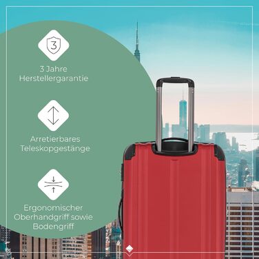 Жорсткий валізний тролей Travelite City 55 см, 40-45 л, 4 колеса, бордовий, з розширенням і функцією надівання на ручку, ручна поклажа, стійкий до подряпин