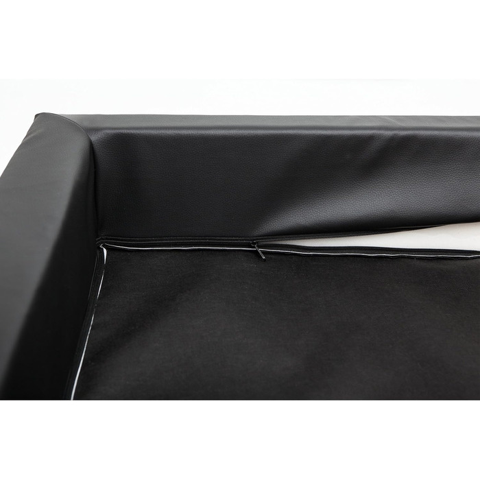 Ліжко для собак Delux XXL 120x80 см, чорне, екошкіра та міцна кордура