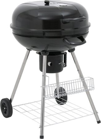 Кульовий гриль BBQ-Toro 57 см з термометром, круглий вугільний гриль із кришкою для барбекю