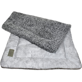 KaraLuna лежак для собак 80x55 см, м'який, флісовий, сірий, для дому та подорожей, праний, три розміри, підкладка, килимок, подушка для собак
