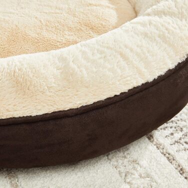 Лежак для собак і котів Feandrea Donut, 70 см, коричневий, плюшевий, круглий, 60x60x18 см