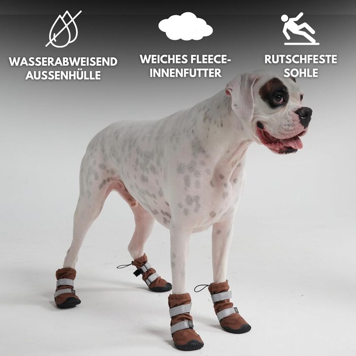 Водонепроникні черевики для собак Spark Paws, нековзкі та світловідбивні, для середніх і великих порід, для дощу, снігу та прогулянок, 4 шт, коричневі