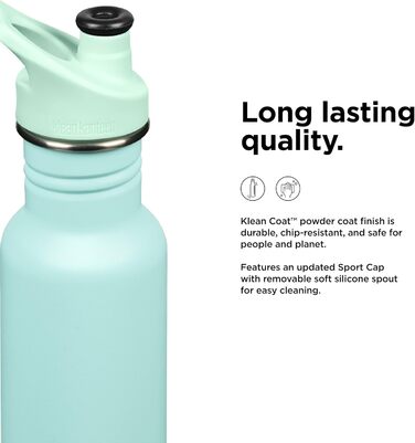 Пляшка для води Klean Kanteen Classic Narrow 532 мл, пастельно-бірюзова, нержавіюча сталь