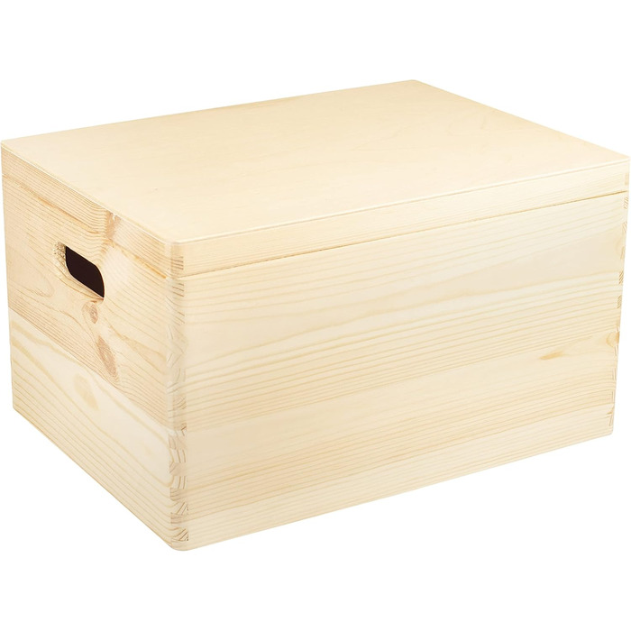 Велика дерев'яна скриня з кришкою і ручками 40x30x24 см, натуральна, FSC – універсальна коробка для зберігання, декору, подарунків, іграшок, спогадів