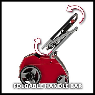 Електричний аератор-вертикутер Einhell GC-SA 1231/1, 230 В, для газону до 300 м², 1.2 кВт, 28 л травозбірник, 3 рівні глибини, складана ручка