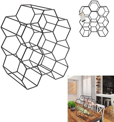 Винна полиця Home Deco Factory KA3041, чорний метал, на 9 пляшок
