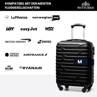 Валіза Wittchen A-line II, маленька, ABS, жорсткий корпус, ручна поклажа, чорна