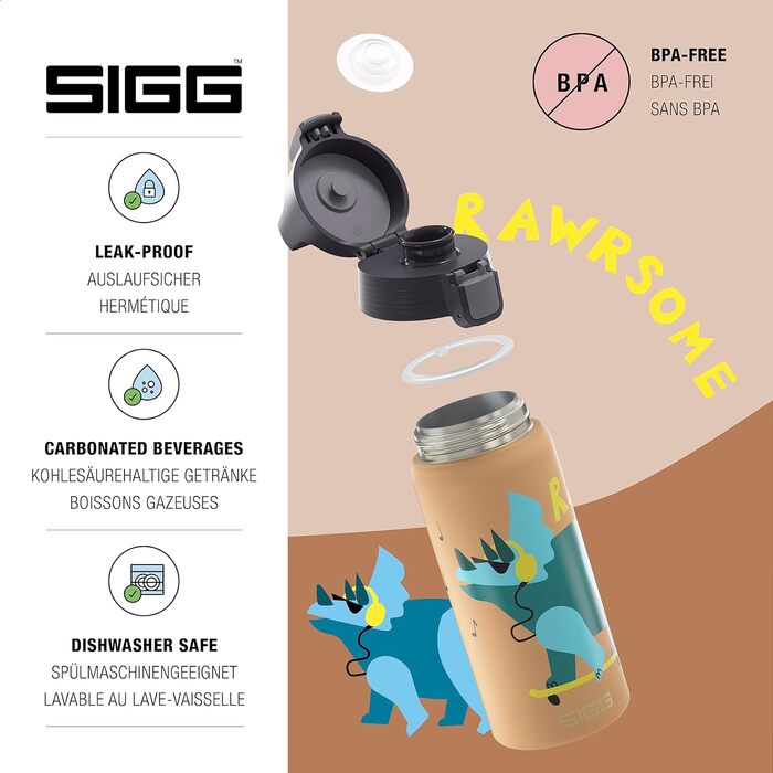 SIGG ізольована пляшка для води для дітей Shield Therm ONE, підходить для газованих напоїв, герметична, легка, BPA-free, 0,5 л (4 Rawsome)