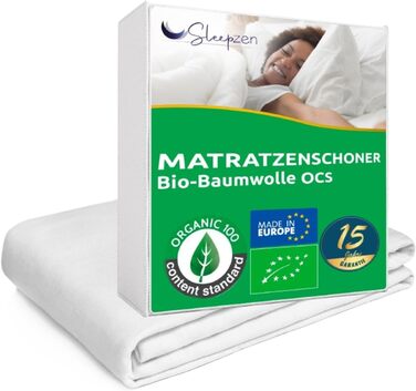 Наматрацник з біо-бавовни 140x200 см Molton OCS Oeko-TEX, 100% натуральний фліс, гіпоалергенний, не водонепроникний, вироблено в ЄС
