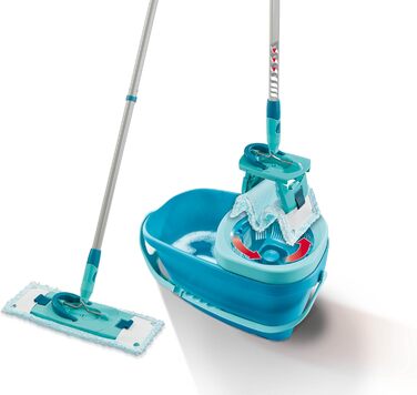 Leifheit CLEAN Twist M Ergo 2.0 – набір для прибирання: плоска швабра з мікрофібри для вологого догляду за паркетом, ламінатом і дерев'яною підлогою, система віджиму, Click-System, насадка Supersoft