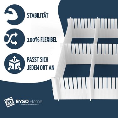 Органайзер для шухляд EYSO Home, набір роздільників 33x7 см з конекторами, регульований пластиковий роздільник для ящиків, система зберігання