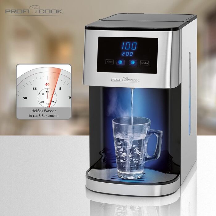 Диспенсер гарячої води ProfiCook PC-HWS 1145, 2600 Вт, нержавійка, сенсорне LED-управління, окріп за 3 секунди