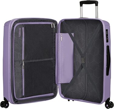 Валіза American Tourister Sunside Spinner L, розширювана, чорна та лавандова, 77 см, 118 л, поліпропілен