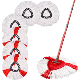 Queta Набір із 6 змінних мікрофібрових насадок для швабри, 360° Spin Mop для прибирання дому, ефективне видалення сильних забруднень