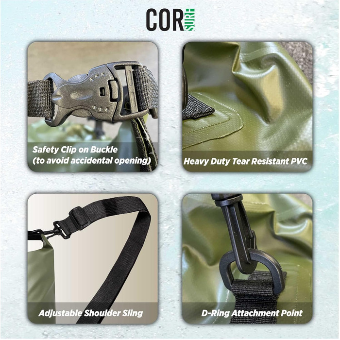 Водонепроникний плаваючий гермомішок COR Surf Drybag 3/5/10/15 л з роликовою застібкою для каякінгу, човна, рафтингу, плавання, риболовлі, кемпінгу та пляжу