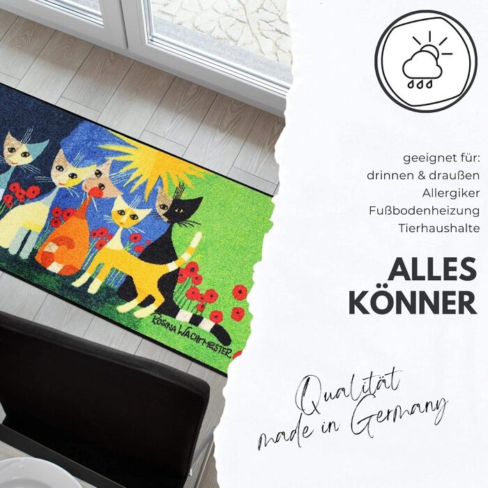Килимок для підлоги Salonloewe Rosina Wachtmeister Serafino & Friends 50x75 см, вхідний, миючий, для дому, з котами, кольоровий