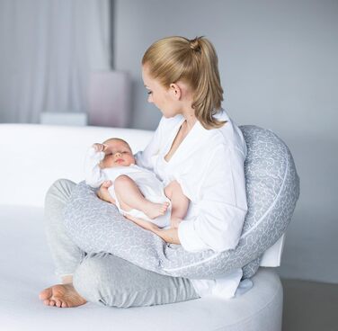 Подушка для годування та сну Motherhood Sleepy-C, ергономічна, сірі гілки, сертифікат Öko-Tex 100