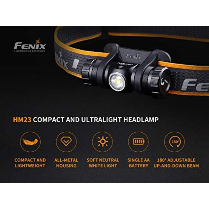 Універсальний налобний ліхтар Benture Fenix HM23 LED, чорний, розмір S
