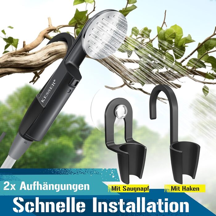 Портативний душ KESSER® з акумулятором, USB зарядка, 12В помпа, для кемпінгу, авто, саду, домашніх тварин, з сумкою
