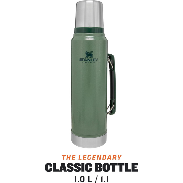 Термос Stanley Classic Legendary 1 л – сталева термокружка, зберігає тепло/холод 24 години, BPA-free, підходить для посудомийки, зелений Hammertone