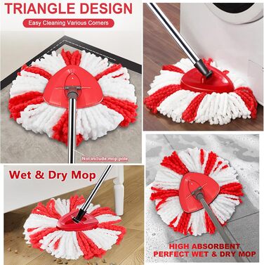 4 мікрофіброві насадки для швабри Vileda Turbo, сумісні з EasyWring Spin Mop, змінні головки для підлоги