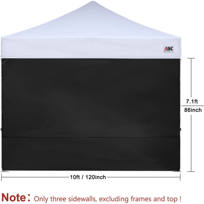 Бічна стінка для тенту ABCCANOPY SunWall 3x3 м, 3 шт, чорна, тільки бокова панель