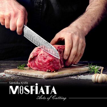 Професійний кухонний ніж MOSFiATA Santoku з нержавіючої сталі, дуже гострий, у подарунковій коробці