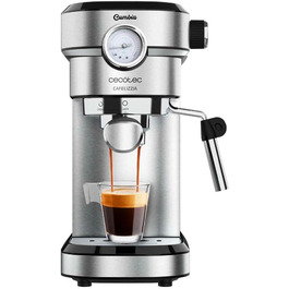 Еспресо-машина Cecotec Cafelizzia 790 Steel Pro, 1350Вт, 20 бар, термоблок, манометр, автоматичний режим, для еспресо та капучино, 1,2 л, нержавіюча сталь