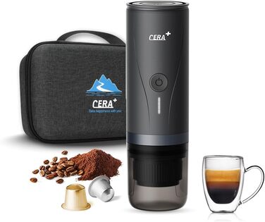 Портативна електрична кавоварка еспресо CERA+ з автонагрівом за 3-4 хвилини та сумкою