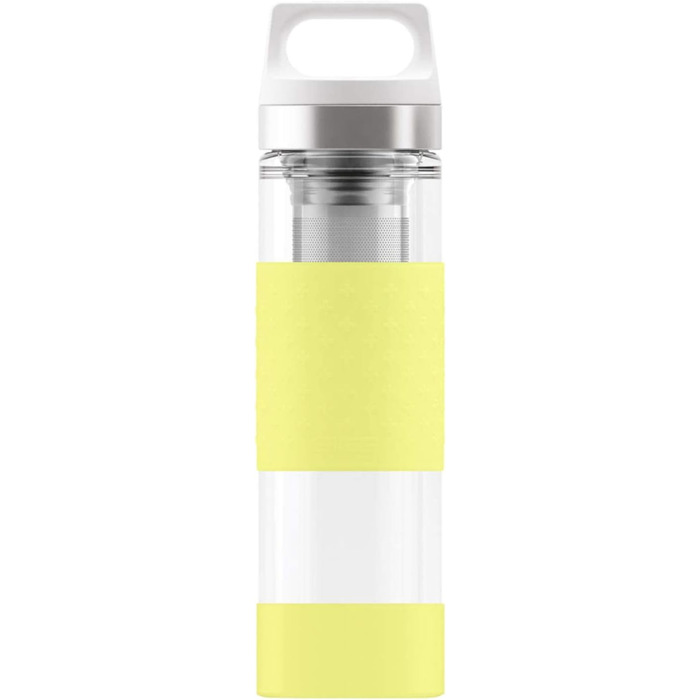Термобутилка SIGG Hot & Cold із скла 0.4 л з силіконовим чохлом Ultra Lemon, ізольована, без шкідливих речовин